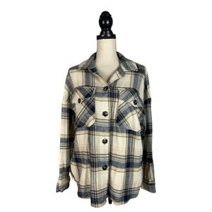 PRICELESS Blue Beige Plaid Flannel Shirt       Size:  S